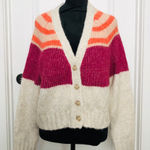 American Eagle Women's Colorblock Cardigan Sweater M Wool Blend Button Photo 0