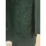 Women's Open Knit Long Cardigan Sweater Embroidered Size Medium Dark Green Wool Photo 1