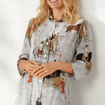 Soft Surroundings  Asian Song Dynasty Oversized Art To Wear Button Up Tunic TopXL Photo 0