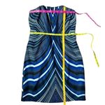 The Limited  Blue Black Art Deco Strapless Art Geo Blouson Mini Dress Size 8 Photo 15