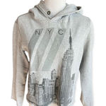 Womens Brooklyn Calling NYC Empire State Raw Hem Hoodie Sweatshirt Photo 0
