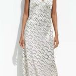 ZARA Polka Dot Satin Slip Maxi Dress Size Medium Cream Black Photo 0