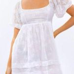 Le lis Daisy Puff Sleeve Floral Open Back Mini Dress White Size Large NWT Photo 0