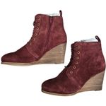 Diba Blake Suede Bootie Burgundy Lace Up Wedge Ankle Boots Women Size 8.5 Red Photo 3