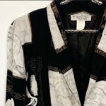 Vintage Kensington Square Size Small Print Black Shirt Front Pocket Blazer Photo 1