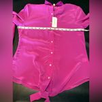 Banana Republic  Womens Silk TOP Long Sleeve PINK Tie Front SILK Size 2 NWT Photo 9