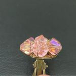 Vintage 60’s Pink Aurora Borealis AB Crystal Flower Cluster Clip On Earrings Photo 12