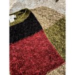 All Points Vintage Dark Colorblock Boxy Chenille Knit Sweater Womens Large Green Photo 3