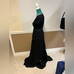 JO Brand Black Boho Maxi Dress – Deep V Neck, Cap Sleeve, Tiered Skirt – Size L Size L Photo 1
