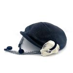 Vintage 50s Tilt Hat Black & Cream Straw Close Style Fascinator Black Mesh Veil Photo 3