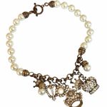 Vintage Faux Pearl Crown Charm Necklace – Rhinestone Royal Statement Photo 9