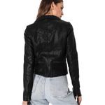 Lulus NEW  Black Faux Leather Up On A Tuesday Moto Jacket Photo 3