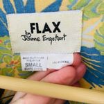 Flax Green Tropical Palm Print Full Length Dress Button Up Pockets Collar Rayon Photo 4