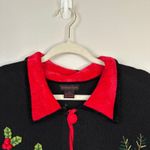 Vintage Christmas Sweater Bobbie Bell Holly Berry Cardinals Womens Size XL Black Photo 3