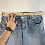 Madden Girl L Large 32 Jeans Baggy Mid Rise Wide Leg Med Wash Distressed Skater Photo 9