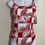 Carve Designs Woman’s Large Checkered Palm Red And White One Piece Swim Suit Photo 1