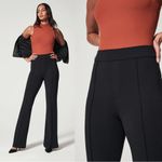 Spanx • The Perfect Pant Hi-Rise Flare black ponte knit stretch front seam Photo 2