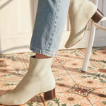 Everlane  Glove Boot ReKnit Ankle Boots Womens Size 10 Cream Ribbed Block Heel Photo 0