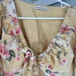 Abercrombie & Fitch Abercrombie Floral Front Tie Yellow Puff Sleeve Crop Top Size S Photo 5