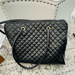 Lancôme Black Faux Leather Quilted Tote Bag Photo 1