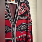 Farm Rio  Navy Mixed Print Knit Cardigan Sz Small‎ Oversized Dopamine Teacher Photo 5