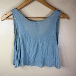 Free People Intimately Size Large Boxy Blue Distressed Crop Top Scoop Neck SOFT Photo 4