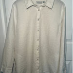 Joan Rivers  Textured Seersucker Button Up Shirt Womens XL White Long Sleeve Photo 0
