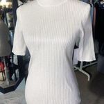 MADISONGREY NEW YORK white sweater short sleeve crewneck super stretchy long NWT Size M Photo 0