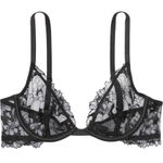 Victoria's Secret Black Low Cut Floral Demi sz 32C Photo 0