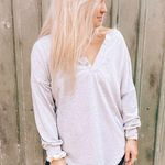 Gray Vneck Long Sleeve Henley Photo 0