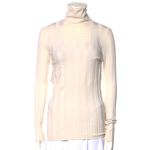 Derek Lam Wide Rib Cashmere Turtleneck Sweater Ivory Oatmeal As Seen on TV EUC Photo 2