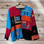 Allure Blazer Jacket Womens 2X Embroidered Colorblock Artsy Vintage Coogie Style Photo 2