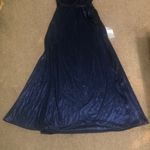 Dress the Population  Krista Plunging V-Neck Side‎ Slit Gown Dress Navy Blue M Photo 4