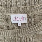 Devlin  Tan Knit Balloon Sleeve Sweater Cotton Small Cozy Fall Pullover Photo 3