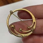 Monet Signed Gold Tone Brooch Pin - Swirled Circle With Faux Pearls Design Photo 8