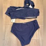 VIMPUNEC Ruffle One Shoulder Swimsuits for Women Striped High Waisted bikini Blue Size L Photo 3