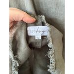 LJC Designs Olive Green Frayed Hem Linen Tulip Skirt Shift Dress Size 6 Photo 2