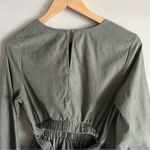 Very J  Sage Green Long Sleeve Cinched Waist Mini Dress Cutout Back Size Small Photo 3