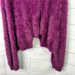 Free People One Womens size Small Crilla Pullover Fuzzy Cropped Sweater Purple Photo 6