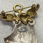 LC Signed Two Tone Angel Pin Brooch Silver Tone Body Gold Heart Wings & Halo Photo 2