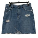 Free People We the Free Denim Mini Skirt Size 28 Hallie Distressed Photo 1