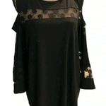 Nina Leonard  Black Blouse tunic wide sleeves cold shoulders size XL Photo 1