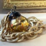 Handmade Artisan Matte Gold Necklace with Gold Vintage Ornament Pendant Photo 5