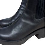 Stuart Weitzman Gotham Ribbed Knit Leather Platform Chelsea Boots Black Size 9 Photo 5