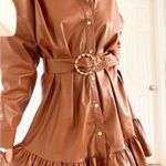 ZARA Blogger Fav Brown Leather Belted Dress Photo 3