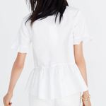 Madewell Studio Ruffle-Hem Cotton Poplin Peplum Top in White Chalk Sz XS Photo 2
