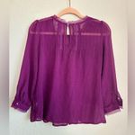 HD in Paris Anthropologie Plum Purple Chiffon Check Chiffon 3/4 Sleeve Blouse 4P Photo 3