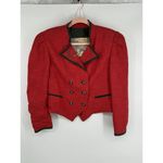 Red Linen Wool Blend Austrian‎ Double Breasted Jacket Embroidered Octoberfest Size 38 Photo 11