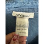 CW Classics Blue Denim Chambray Pintucked Roll Tab Sleeve Pockets Shirt Dress L Size L Photo 5