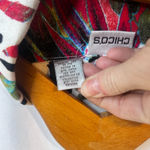 Chico's 100% Linen Bold Maximalist Button Front Mixed Print Floral Top Size 2/MD Photo 6